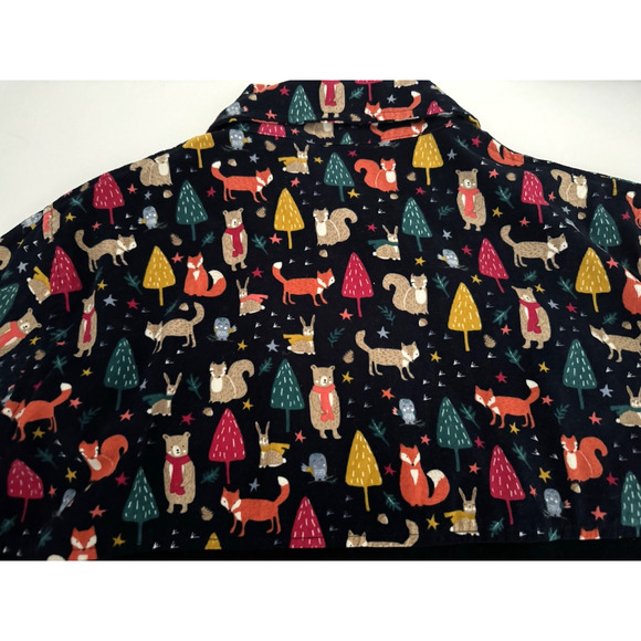 Yak & Yeti Shirt M/L Christmas Trees Animals Dark-Blue Cotton Corduroy Top NWT - Picture 7 of 12